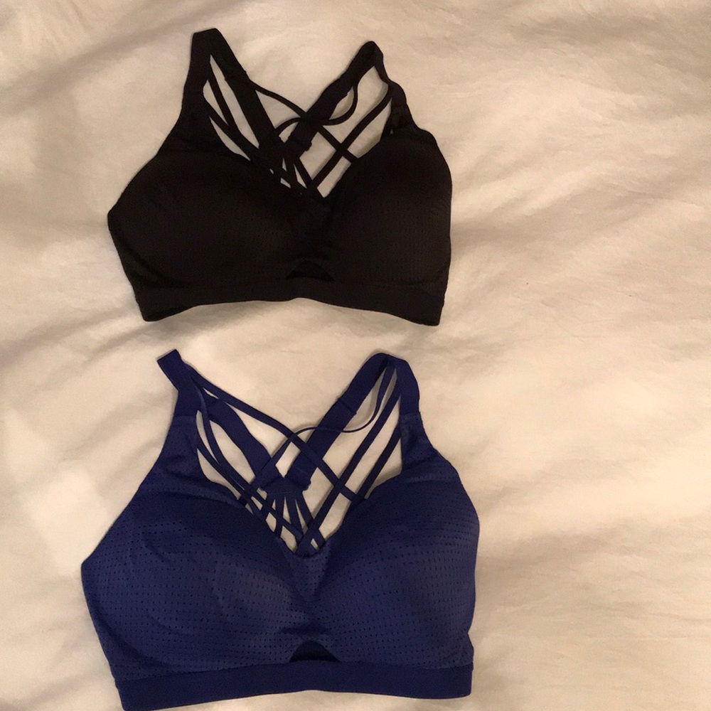 Victoria Secret sports bras 34DD black and blue